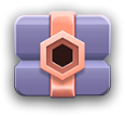 A purple box with a pink ribbon and a hexagon

Description automatically generated